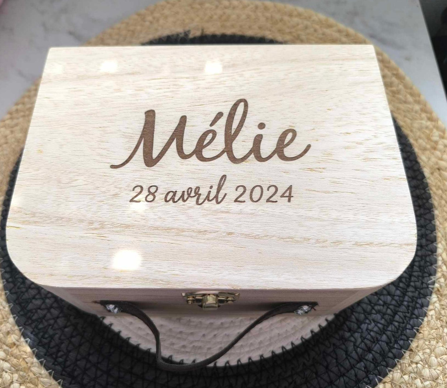 valisette en bois souvenirs naissance