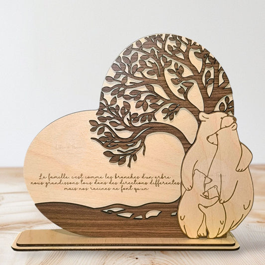 L'Arbre de la Famille – Sculpture en Bois Gravée jusqu'à 7 ours.